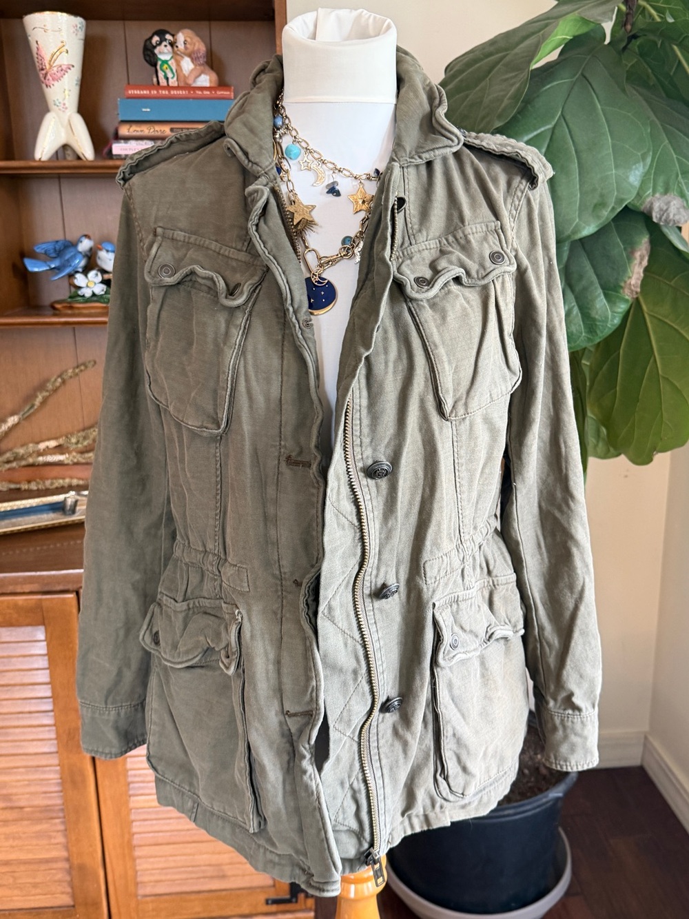 Free People Army Green Military Utility Jacket Coat XS